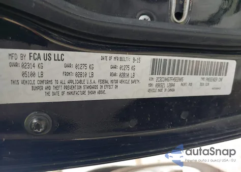 2015 Chrysler 300 Limited from USA, damaged, VIN 2C3CCAAG7FH922005